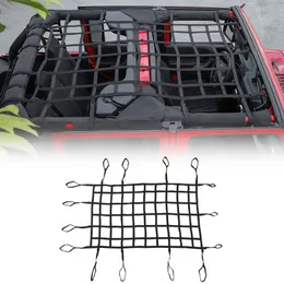 Svart bilstamtak Tak Bagagehållare Cargo Basket Trail Net för Wrangler JK 2007-2017 Högkvalitativa Auto Exterior Tillbehör