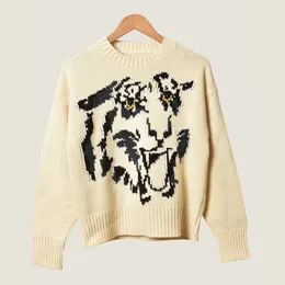 2019 outono de inverno manga comprida em torno do pescoço retro tigre impressão de malha camisola pulôver camisola de moda d2616118
