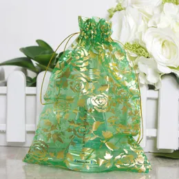 100 Stück goldfarbene Rosen-Organza-Verpackungsbeutel, Schmuckbeutel, Geschenktüten, Geschenktüten für Hochzeit, Party, Weihnachten, 12,7 x 17,8 cm, 290 Jahre