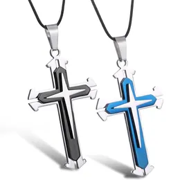 European and American multi-layer cross pendant star necklace stainless steel hot sell jewelry lovers pendant WCW122