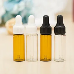 5ML Mini Amber Glass Essential Oil Dropper Bottles Refillable Empty Eye Dropper Perfume Cosmetic Liquid Lotion Sample Container SN931