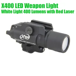 Cnc alumínio tático sf x400 luz led pistola rifle luz branca com laser vermelho preto