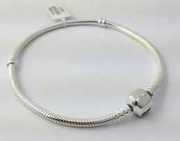 Autentyczna 925 Sterling Silver bransoletka Bransoletka z LOGO Grawerowanym dla Pandora Europejskie Charms i Koralik 10 sztuk/partia Możesz Mieszane rozmiar Uwalnia statek