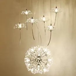 Pendant Lamps Europe Crystal Chandelier Clothing Shop Restaurant Livingroom G4 LED Lighting Stairs Droplight American Flower Lamp