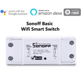 Venta al por mayor SONOFF interruptor Wifi inalámbrico básico módulo de automatización de Control remoto temporizador DIY controlador de módulo de relé de hogar inteligente Universal