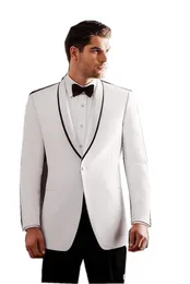 Custom Made White Groom Tuxedos Szal Lapel Man Blazer Work Suit Mens Odzież Ślubne (Kurtka + Spodnie + Krawat) H: 978