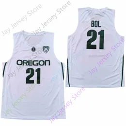 2020 NY NCAA College Oregon Ducks Jerseys 21 Bol Basketball Jersey White Size Youth Vuxen All Stitched