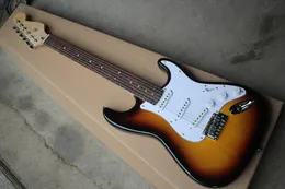 Fabriksanpassad tobaks Sunburst Elektrisk gitarr med Rosewood Fretboard, White Pickguard, Chrome-maskinvara, kan anpassas