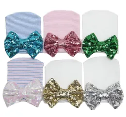 20 st Vinter Varm Härlig Nyfödd Barn Spädbarn ToDdler Soft Sequins Bowknot Hospital Cap Beanie Hat