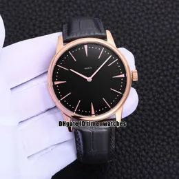 6 styles NOUVEAU 81180 000R-9283 Patrimony Boîtier en or rose cadran noir Montre automatique pour homme Bracelet en cuir de haute qualité pour hommes d'affaires wa332Q