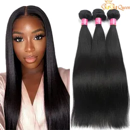 9a Brasilianska Virgin Hair Straight 3 Bundlar Obehandlat Human Hair Weaves Våt och Vågigt Virgin Brasilianskt Hår