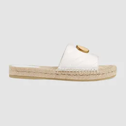 Womens Fashion Open Toe Läder Espadrill Flats Tofflor med 10mm rep täckt gummisål Storlek Euro 35-41