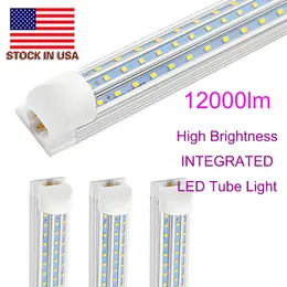 V-Shaped 120W 2FT 4FT 5FT 6FT 8FT Kylare dörr LED-rör T8 Integrerade LED-rör Dubbel sidor LED-lampor 85-265V lager i USA