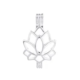 10 sztuk Pearl Cage Naszyjnik Wisiorek Lockets Essential Oil Dyfuzor Lotus zapewnia srebrny srebrny plus własną perłą sprawia, że ​​jest bardziej atrakcyjny