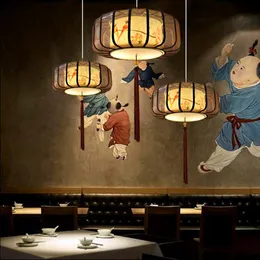 Nuovo lampadario cinese ristorante lampada classica soggiorno lampada tessuto antico hotel casa da tè lampade rotonde dipinte a mano