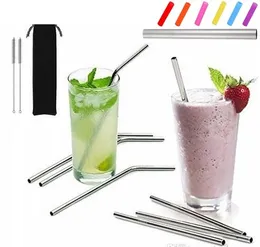 More size stainless steel straw straight and bent 8.5"/ 9.5" /10.5" reusable drinking straw with processed nozzles kitchen bar drinking tool