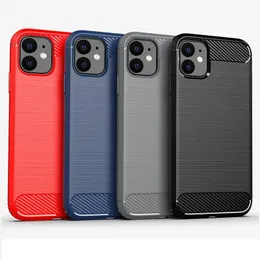 Soft Carbon Fiber TPU Case Cases voor iPhone 14 13 12 11 Pro Max 6 6s 7 8 Plus X XS XR Shockproof Cover