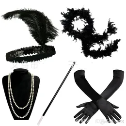 Bachelor Party Costume Accessory Great Gatsby Party Feather Tobacco Pole Head Necklace Glove Suit Dance Performance Props 16ld A1