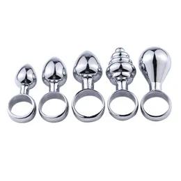 Metal Anal Plug Finger Ring Butt Plug Ass Plug Sex Toys For Couples Stainless Smooth Steel Butt Small Tail Dildo Intimate Goods