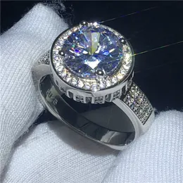 Vecalon Big Promise Finger Pierścień 925 Sterling Silver 4CT Diament Party Obrączki dla kobiet Mężczyźni Biżuteria Prezent