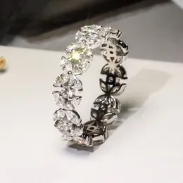 Choucong nya ankomst lyx smycken 925 sterling silver marquise vit topaz cz diamant kronblad kvinnor bröllop blomma band ring för älskare gåva