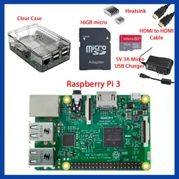 EU Standard Power Adapter Complete Starter Kit Clear Case 16GB med Noobs Heatsink Edition för Raspberry Pi 3 Freeshipping