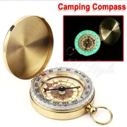 New Portable Classic Brass Survival Camping Compass with Night Light Outdoor Hiking Pocket Watch Map Free Shipping