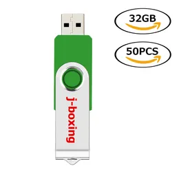Зеленый Вращающийся 32 ГБ USB 2.0 Флэш-накопитель Массовая 50 шт. Поворотный Металлический Флеш-Память 32 ГБ Ручка Для Ногтя Диски Хранения для Компьютера Ноутбука Планшета