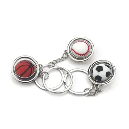 DHL 3D Sports Rotating Basketball Football Baseball Keychain Keyring Souvenirs Pendant Keyring Key Fob Ball Gifts