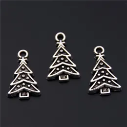 100pcs Silver Color Christmas Tree Charms Pendant Findings Accessories DIY Choker Necklace A2463