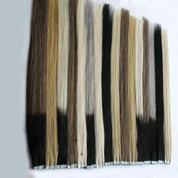 100% Real Remy Human Hair Balayage Tapedy do włosów w przedłużanie włosów 40 sztuk Kleje Taśma PU Skóra Wątek Niewidzialny