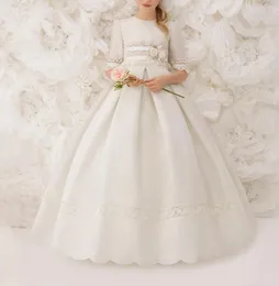 Prinzessin Halbarm Spitze Mädchen Festzug Kleid 2019 Mädchen Erstkommunion Kleid Kinder formelle Kleidung Blumenmädchenkleider für Hochzeit