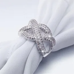 Vecalon Fashion Infinity Ring Sterling Sier Diamond Cz Stone Engagement Wedding Band Rings for Women Men Finger Jewelry