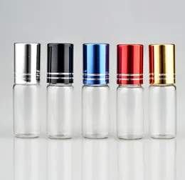 5 10 ml Puste szklane butelek kulkowe Olejeki eteryczne Kolorowe Cap Roll-on Perfumy Butelki Fiolki Refillable Aluminium Cap SN3971