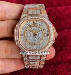 Лучшие часы Nautilus Full Pave Diamonds Cal.324 S C Autoamtic женщин Часы 7021 / 1Р-001 розовое золото Плотные Алмазный браслет Ladys Наручные часы