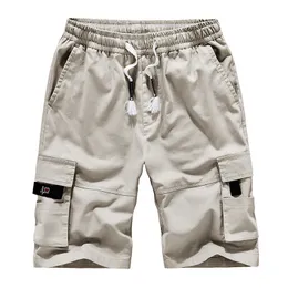 メンズパンツメンズ夏のショーツコットンツーリング緩い大きなサイズカジュアルズボンファッションの巾着フィットネスポケットデザイン