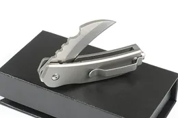 Najwyższej jakości Mini Small Karambit Claw Składany nóż D2 Kamienny Wash Blade TC4 Tytanowy uchwyt z narzędziami do naprawy