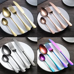 4PCS/SET 5 kolorów Wysokiej klasy Rainbow Cutlery Clastware Zestaw naczynia łyżki łyżki noże