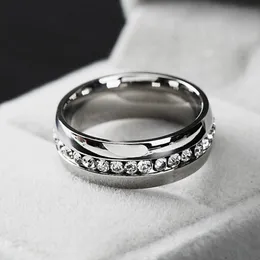 Titan rostfritt stål CZ stenring för kvinnor stenar bröllopsring Klassisk älskare Par Ringar Alla hjärtans Bague Bijoux