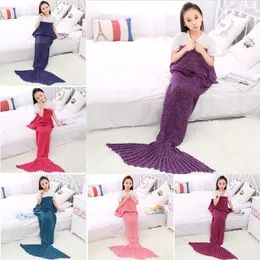 Mermaid Tail Blanket High Grade Loop Yard Knitting Blanket Factory Direct Thicken Kids Mother Family Blanket Warm Tail Blankets