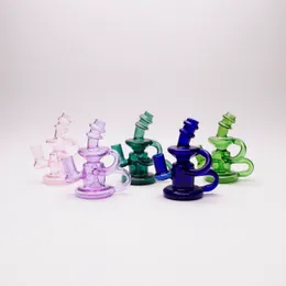 Color Recycler Dab Rig Smoking Pipe Hookahs Mini-Glasbong mit 1 Kopf im Lieferumfang enthalten und 1 Quarz-Banger als Geschenk