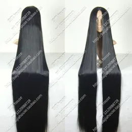 Neue Perücke, Cosplay-Perücke, 78'', 200 cm, Mittelteil, Knall, langes schwarzes Haar