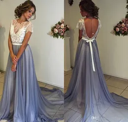 2019 Sommar Boho Bridesmaid Dress Jewel Neck Backless Country Garden Formell Bröllopsfest Guest Maid of Honor Gown Plus Storlek Anpassad