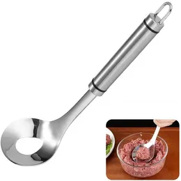 DIY Kitchen Tillbehör Meatball Spoon Rostfritt Stål Scoop Non-Stick Lång Handtag Mat Kött Boll Maker Julverktyg Dropshipping