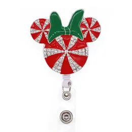 Key Rings Bling Rhinestone Retractable Cartoon Design ID Badge Holder With Swivel Alligator Clip For Gift