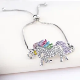 Wholesale Jewelry Glaze The Sparkled Colorful UNICORN Horse Animal crystal Bracelet