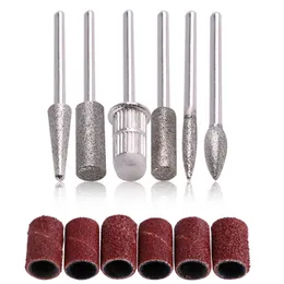 NAD001 6PCS Nail Art Drill Bits Byt sandpapper Huvuduppsättning med fodral för gelpolska Tips Slipande poleringsapparat