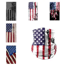 Cyklingmaskar Scarf Unisex Bandana Motorcykel Scarves Headscarf Neck Face Mask Outdoor US Flag Printing Cykling Headband ZZA2165 50PCS