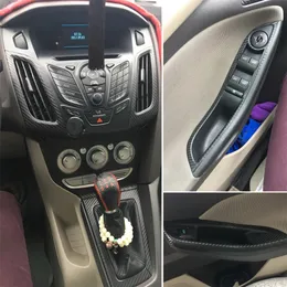 Para ford focus 2012-2018 interior painel de controle central maçaneta da porta 3d 5d adesivos de fibra de carbono decalques estilo do carro accessorie243c