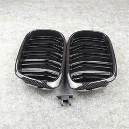 1 par 2-slat bilgaller för 5 serie E39 kol utseende front racing grill abs material